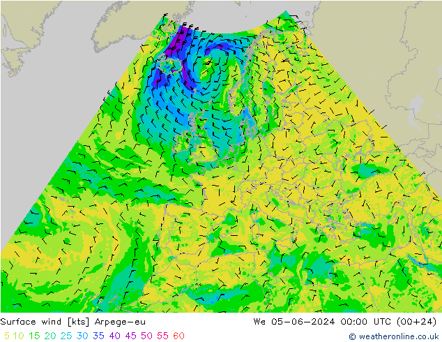风 10 米 Arpege-eu 星期三 05.06.2024 00 UTC