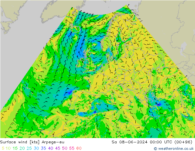  10 m Arpege-eu  08.06.2024 00 UTC