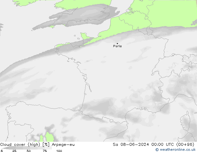 Bewolking (Hoog) Arpege-eu za 08.06.2024 00 UTC