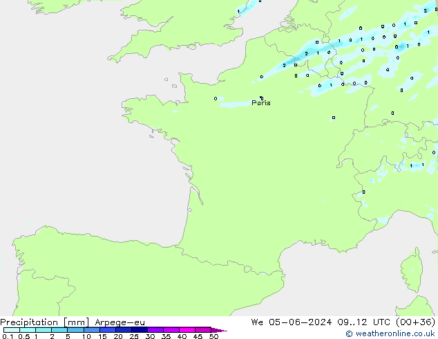 precipitação Arpege-eu Qua 05.06.2024 12 UTC