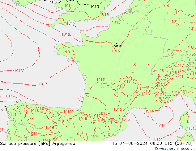 pression de l'air Arpege-eu mar 04.06.2024 06 UTC