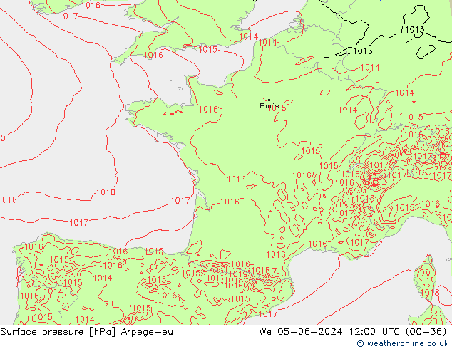 Surface pressure Arpege-eu We 05.06.2024 12 UTC