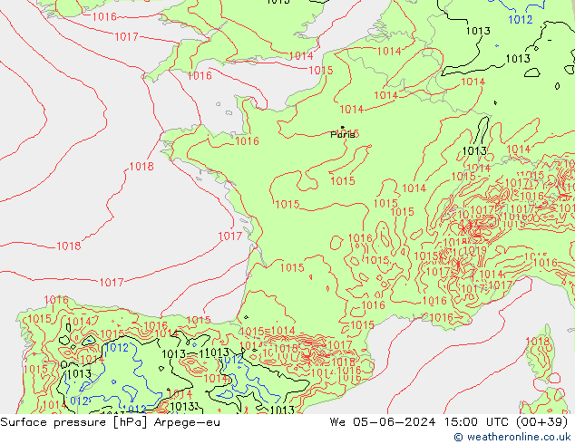 Surface pressure Arpege-eu We 05.06.2024 15 UTC