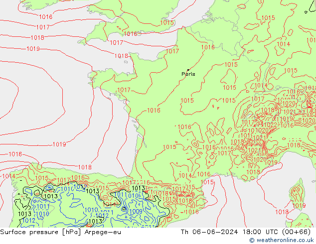 Bodendruck Arpege-eu Do 06.06.2024 18 UTC