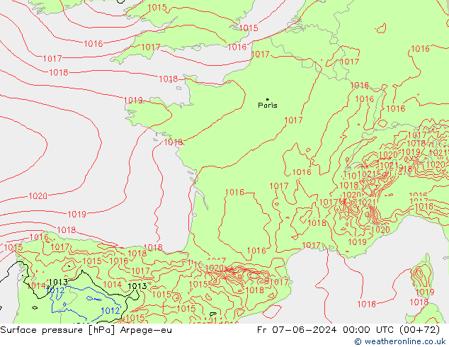 Yer basıncı Arpege-eu Cu 07.06.2024 00 UTC