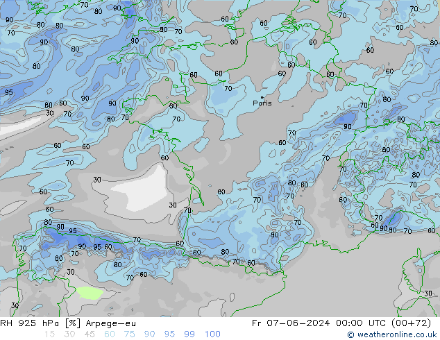 925 hPa Nispi Nem Arpege-eu Cu 07.06.2024 00 UTC