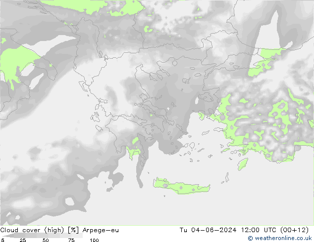 Nuages (élevé) Arpege-eu mar 04.06.2024 12 UTC