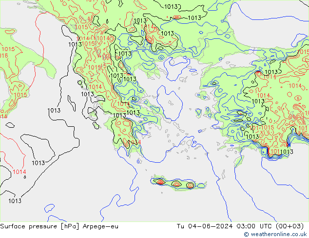 Atmosférický tlak Arpege-eu Út 04.06.2024 03 UTC