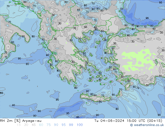 RH 2m Arpege-eu  04.06.2024 15 UTC