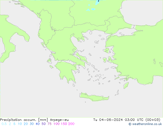 Précipitation accum. Arpege-eu mar 04.06.2024 03 UTC