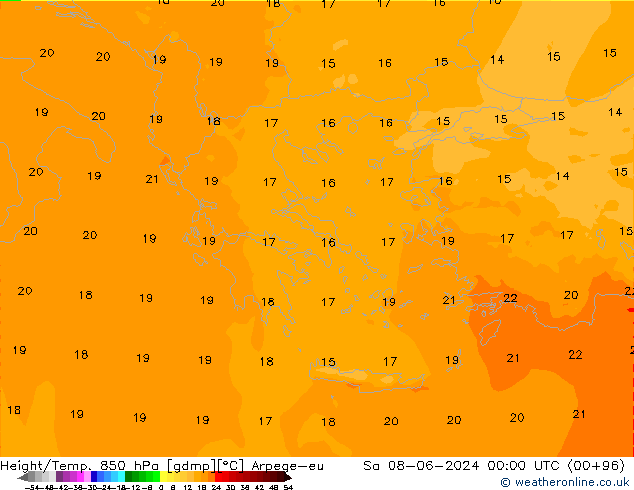 Height/Temp. 850 hPa Arpege-eu Sa 08.06.2024 00 UTC