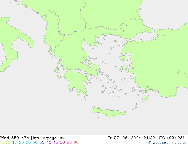 Viento 850 hPa Arpege-eu vie 07.06.2024 21 UTC