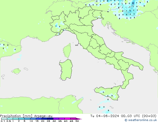 Niederschlag Arpege-eu Di 04.06.2024 03 UTC