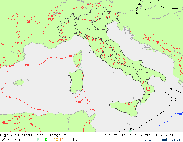 Windvelden Arpege-eu wo 05.06.2024 00 UTC