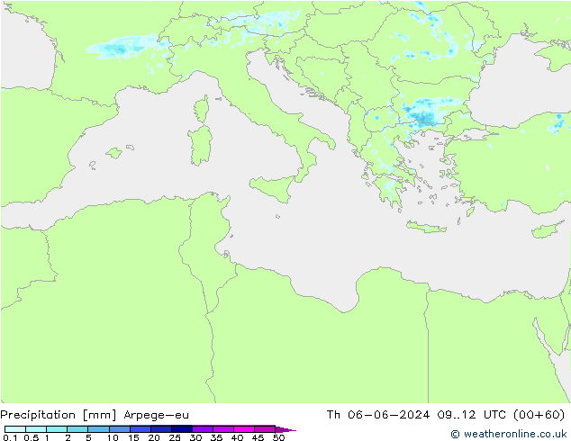 precipitação Arpege-eu Qui 06.06.2024 12 UTC