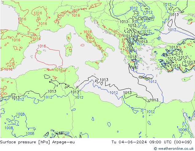 Luchtdruk (Grond) Arpege-eu di 04.06.2024 09 UTC