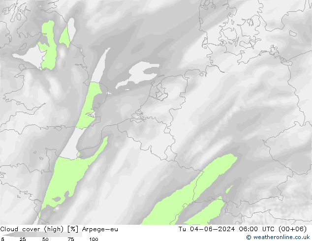 Wolken (hohe) Arpege-eu Di 04.06.2024 06 UTC