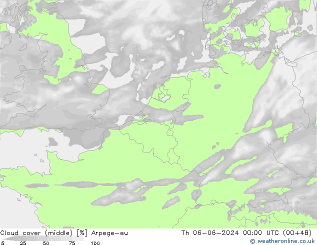 Nubes medias Arpege-eu jue 06.06.2024 00 UTC