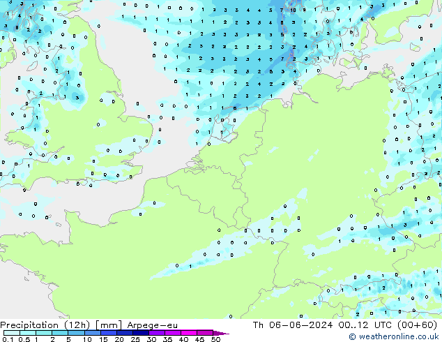Nied. akkumuliert (12Std) Arpege-eu Do 06.06.2024 12 UTC