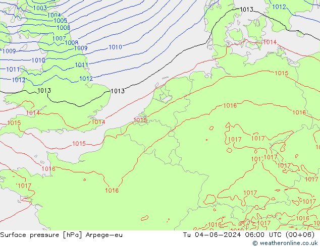 pression de l'air Arpege-eu mar 04.06.2024 06 UTC