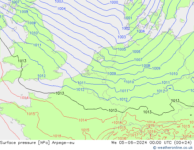 Surface pressure Arpege-eu We 05.06.2024 00 UTC