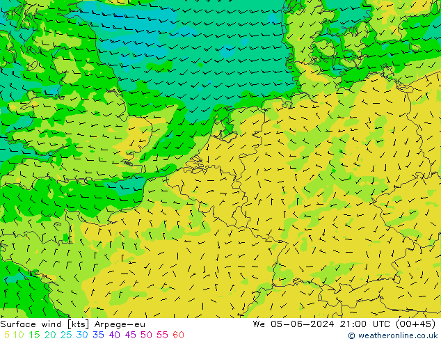 Bodenwind Arpege-eu Mi 05.06.2024 21 UTC