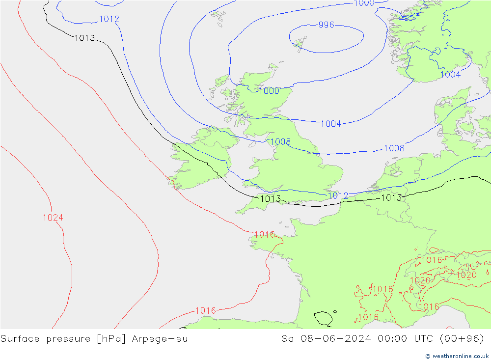 ciśnienie Arpege-eu so. 08.06.2024 00 UTC