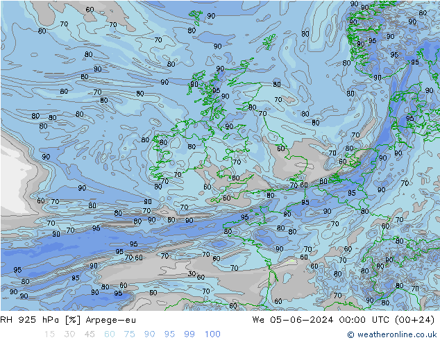 RH 925 hPa Arpege-eu We 05.06.2024 00 UTC