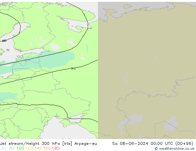 Jet stream Arpege-eu Sáb 08.06.2024 00 UTC