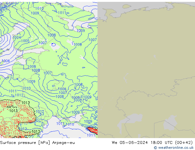 Atmosférický tlak Arpege-eu St 05.06.2024 18 UTC