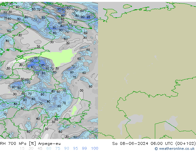 RV 700 hPa Arpege-eu za 08.06.2024 06 UTC