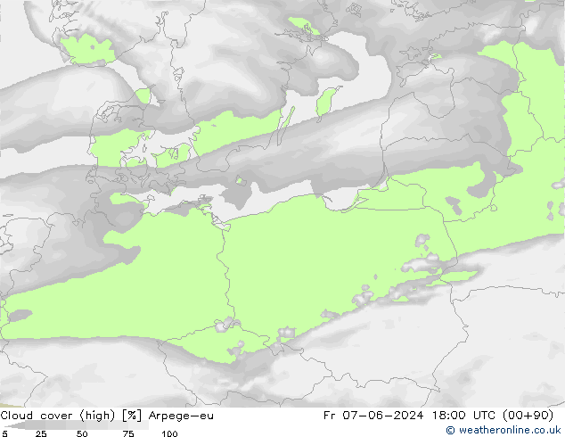 vysoký oblak Arpege-eu Pá 07.06.2024 18 UTC