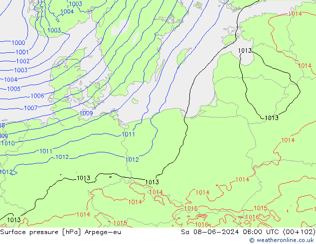 ciśnienie Arpege-eu so. 08.06.2024 06 UTC