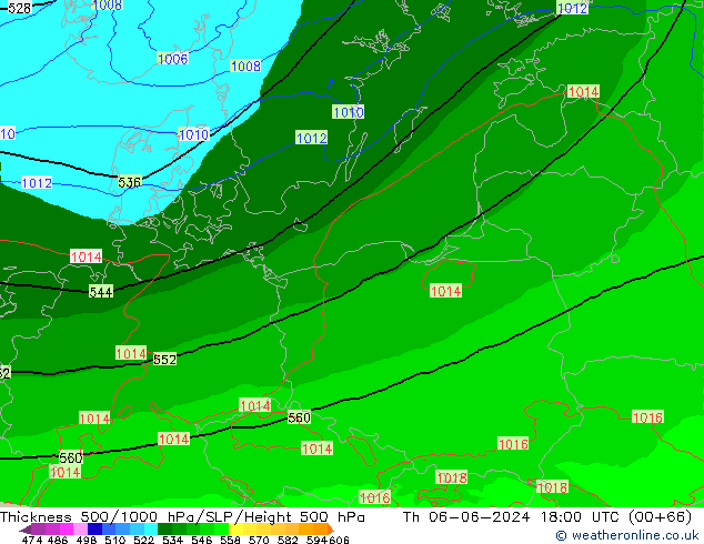 500-1000 hPa Kalınlığı Arpege-eu Per 06.06.2024 18 UTC