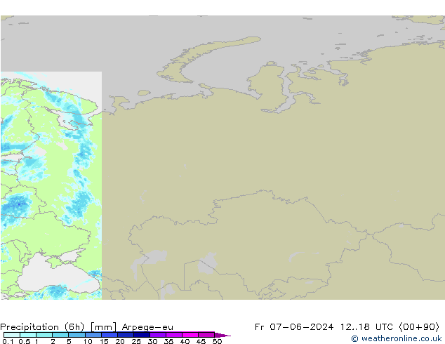 Precipitation (6h) Arpege-eu Fr 07.06.2024 18 UTC