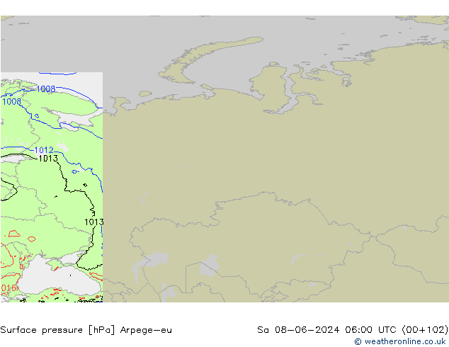 Surface pressure Arpege-eu Sa 08.06.2024 06 UTC