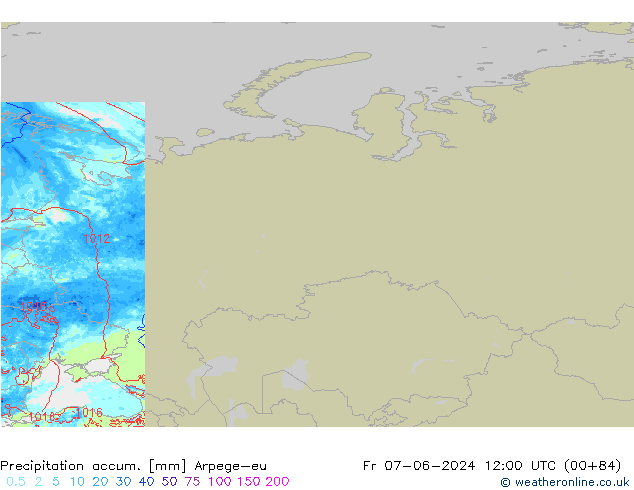 Precipitation accum. Arpege-eu Sex 07.06.2024 12 UTC