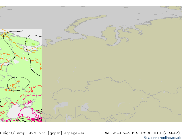 Hoogte/Temp. 925 hPa Arpege-eu wo 05.06.2024 18 UTC