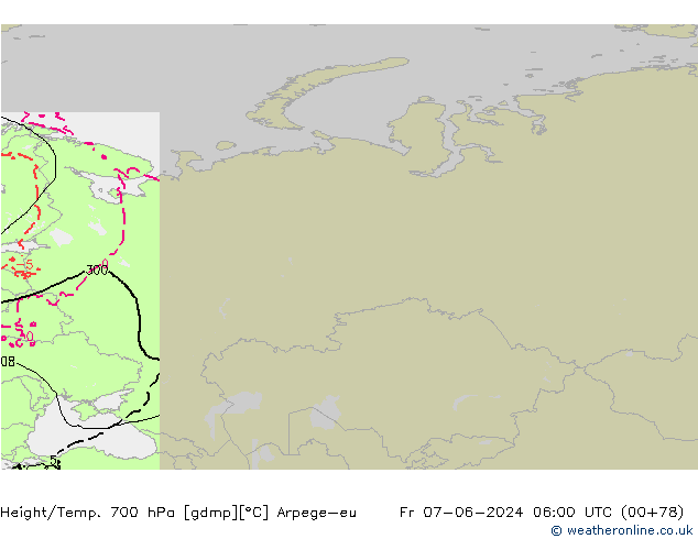 Height/Temp. 700 hPa Arpege-eu Fr 07.06.2024 06 UTC