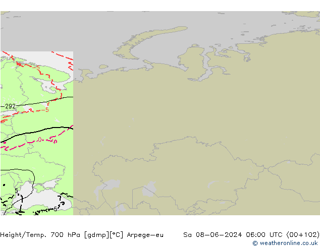Hoogte/Temp. 700 hPa Arpege-eu za 08.06.2024 06 UTC
