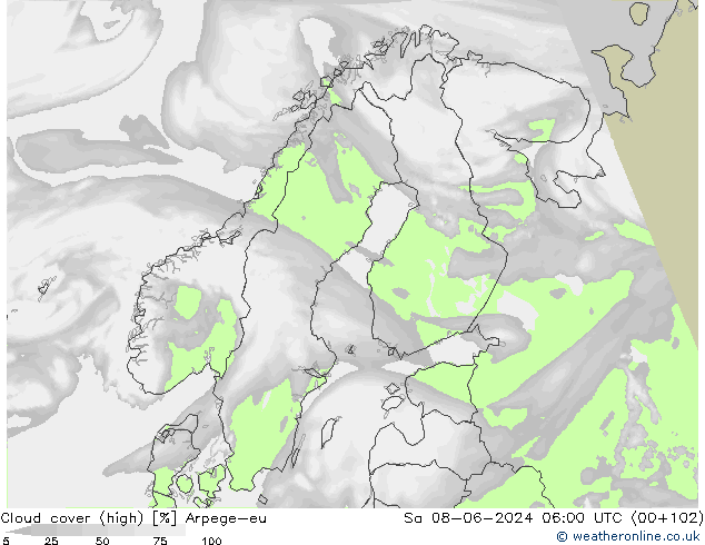 Bulutlar (yüksek) Arpege-eu Cts 08.06.2024 06 UTC