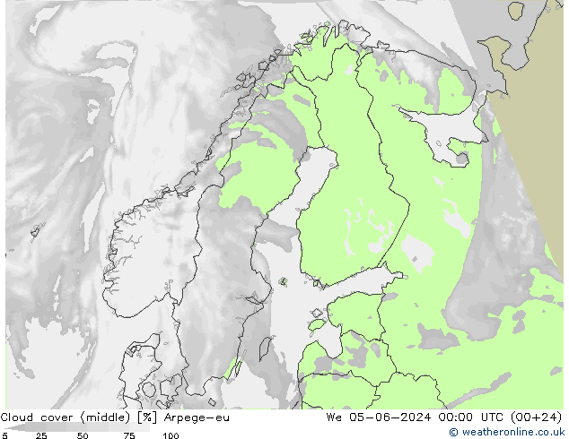 Nubi medie Arpege-eu mer 05.06.2024 00 UTC