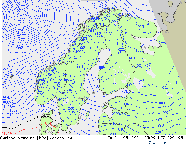 Bodendruck Arpege-eu Di 04.06.2024 03 UTC