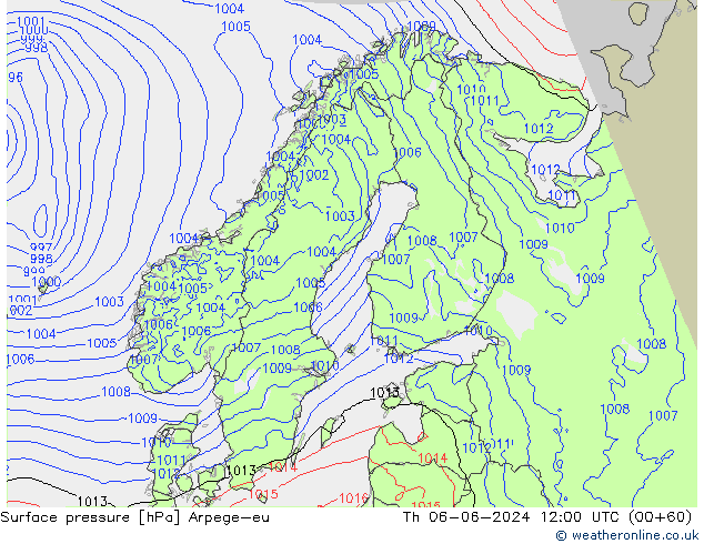 Surface pressure Arpege-eu Th 06.06.2024 12 UTC