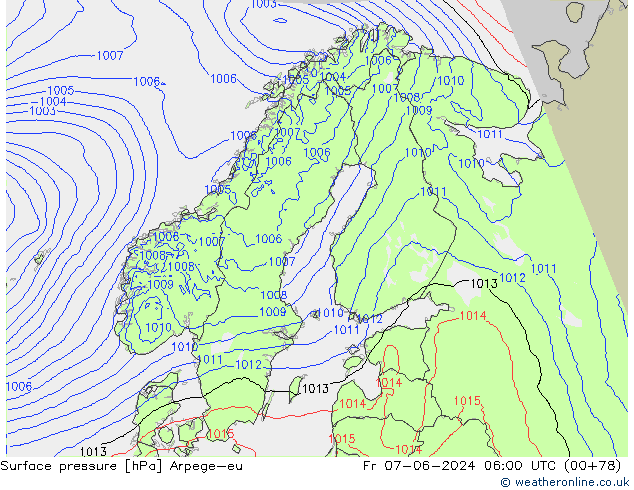 pression de l'air Arpege-eu ven 07.06.2024 06 UTC