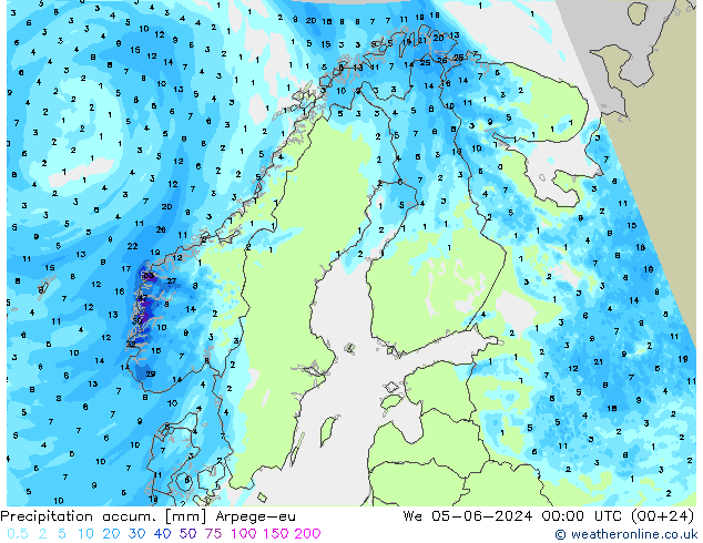 Nied. akkumuliert Arpege-eu Mi 05.06.2024 00 UTC