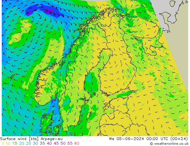 Bodenwind Arpege-eu Mi 05.06.2024 00 UTC