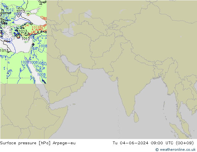 Yer basıncı Arpege-eu Sa 04.06.2024 09 UTC