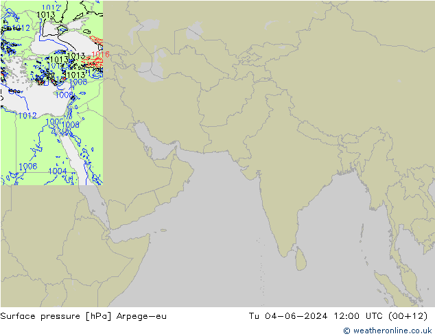 地面气压 Arpege-eu 星期二 04.06.2024 12 UTC