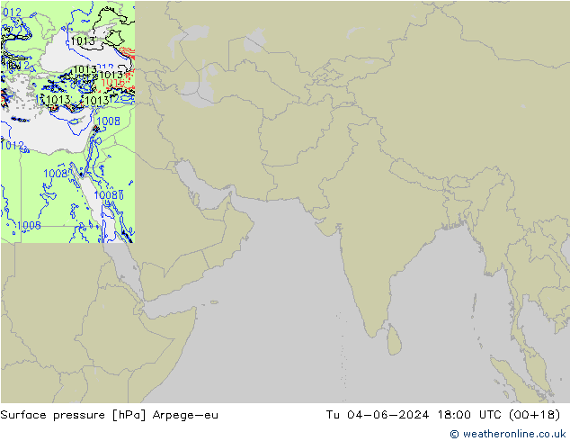 Bodendruck Arpege-eu Di 04.06.2024 18 UTC